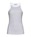 Attico White Tank Top With White Rhinestone In White