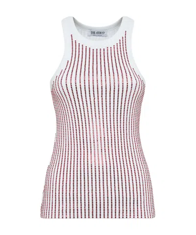 Attico The  Embellished Ribbed Tank Top In White