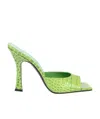 Attico 105mm Anais Croc Embossed Leather Mules In Green