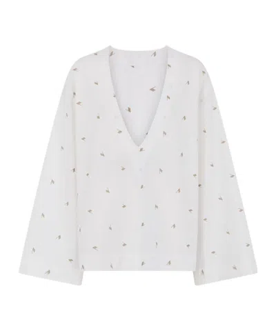 Attico The  Embroidered Blouse In Gray