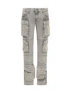 Attico 'essie' Distressed Cargo Trousers With Multiple Pockets In Grey