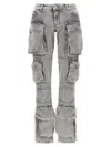 Attico 'essie' Distressed Cargo Trousers With Multiple Pockets In Gray