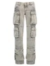 Attico 'essie' Distressed Cargo Trousers With Multiple Pockets In Gray