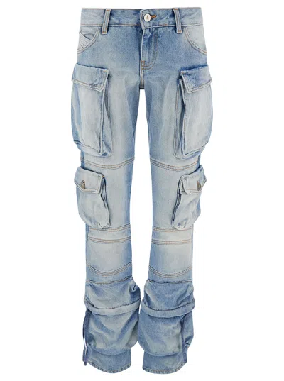 ATTICO THE ATTICO 'ESSIE' LIGHT BLUE FITTED JEANS WITH CARGO POCKETS IN DENIM WOMAN