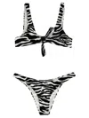 Attico Blackwhite Zebra-print Bikini In Animal Print