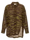 Attico Animal-print Split Shirt In Brown