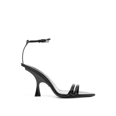 Attico 95mm Ester Suede & Crystal Sandals In 100 Black