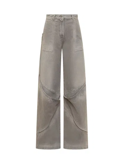 Attico The  Extra Denim Mini Jeans In Gray