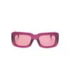 Attico Dark Pink Logo Rectangular Sunglasses In Red