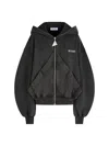 Attico Hooded Double-knit Fleece Sweatshirt In Black