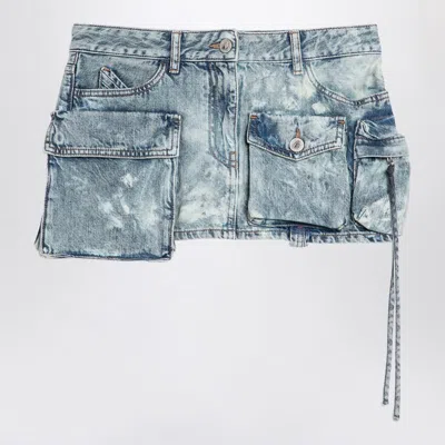 Attico The  Fay Cargo Mini Skirt In Washed Denim