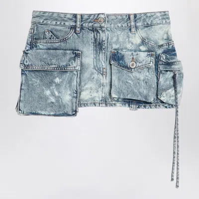 ATTICO THE ATTICO FAY CARGO MINI SKIRT IN WASHED DENIM