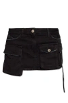Attico 'fay' Black Mini-skirt With Oversized Cargo Pockets
