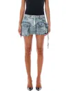Attico Fay Bleach-wash Mini Skirt In Blue Bleached