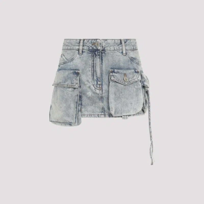 Attico Bleached Blue Fay Cotton Mini Skirt