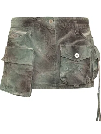 Attico Denim Skirt In Military Green
