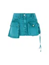 Attico Mini Skirt With Distressed Finish And Pockets In Blue