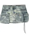 Attico Fay Bleach-wash Mini Skirt In Blue