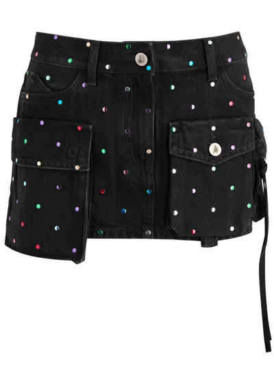 ATTICO THE ATTICO FAY STUDDED DENIM MINI CARGO SKIRT