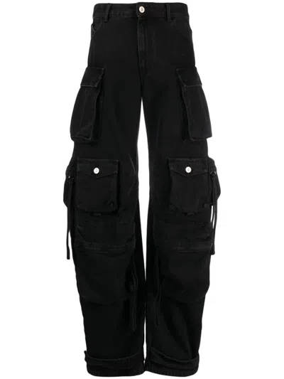 Attico Black Denim Fern Cargo Jeans