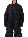 Attico Fern Oversized Cotton Canvas Jacket In Black