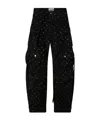 Attico Fern Embellished Low-rise Wide-leg Cargo Jeans In Black