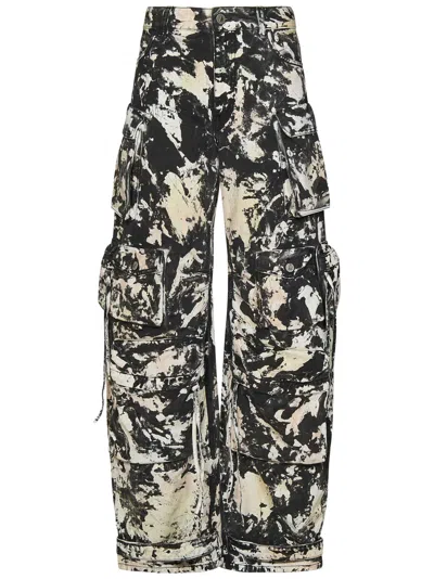 Attico The  Trousers In Black/white/soft Pink