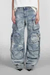 Attico Fern Cargo Denim Pants In Blue