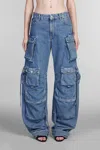 Attico Fern Low-rise Wide-leg Cargo Jeans In Blue