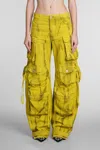 Attico Fern Wide-leg Cargo Jeans In Green