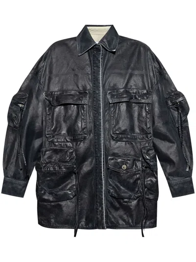 Attico The  Fern Multi-pocket Denim Jacket In Black