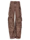 Attico Pink Jeans With Logo Patch On The Rear And Turn-up Cuffs In Denim Woman