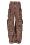 Attico Pink Jeans With Logo Patch On The Rear And Turn-up Cuffs In Denim Woman In Brown