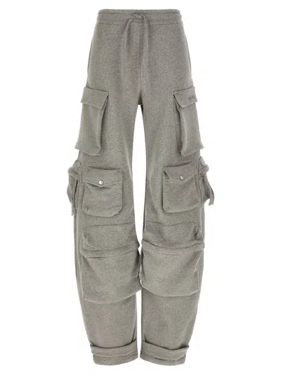 Attico Fern Relaxed Cargo Trousers Side Pockets In Gray