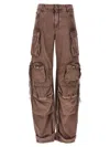 Attico High-waisted Wide-leg Cargo Pants Washed Mauve In Brown