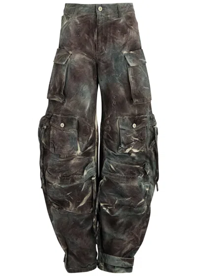 Attico Green Fern Denim Cargo Jeans