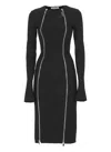 Attico Black Midi Dress With Logoed Zip Puller In Black