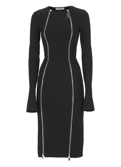 ATTICO THE ATTICO FITTED BLACK DRESS WITH FRONT ZIP DETAILING