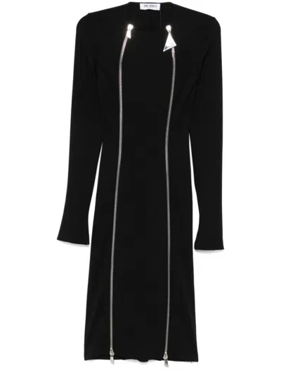 ATTICO THE ATTICO FITTED BLACK MIDI DRESS