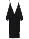 Attico Lace Trim Draped Detail Knee Length Dress In Black