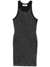 Attico Fitted Midi Dress With Shimmering Embellishments In Black
