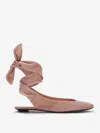 Attico Cloe Wraparound Leather Ballet Flats In Old Pink