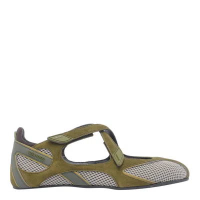 Attico Khaki Floor 01 Ballerina Flats In Green
