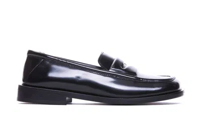 Attico Leather Loafers With Penny Strap Detail In Black