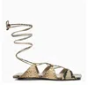 Attico Reneè Leather Sandals In Sand/black