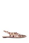 Attico Grid Embellished Suede Slingback Flats In Pink