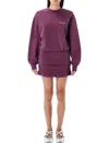 Attico Ruched Cotton-blend Fleece Minidress In Purple