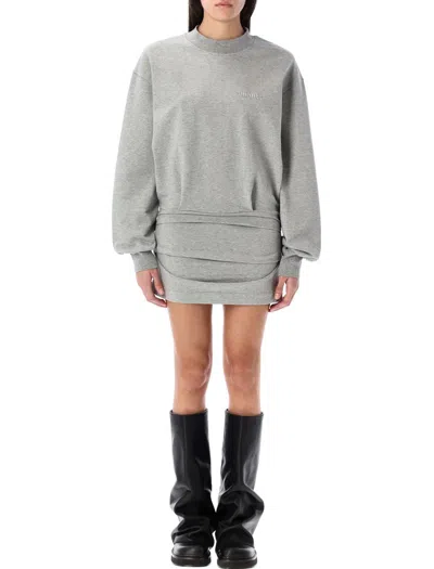 Attico The  Fleece Mini Dress In Gray