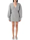 Attico Mini Dress V Neck With Elasticated Waist