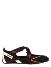 Attico Nomad Bordeaux Ballet Shoes With Criss-crossed Straps And Mesh Panels In Tech Fabric And Suede Woman In Black